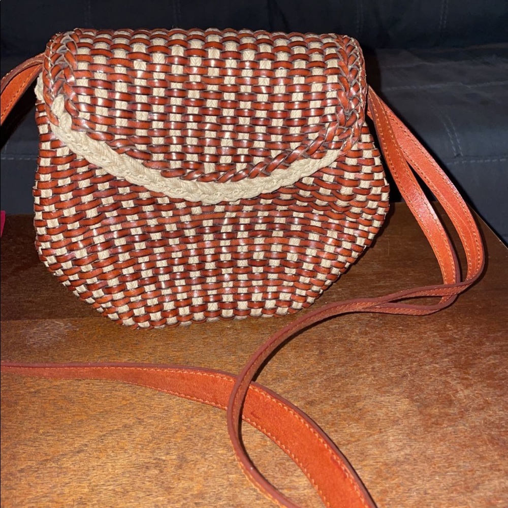 De Vecchi Purse Brown Woven Vintage